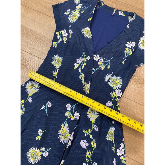Free People Lost In You Midi Dress High Low Maxi Floral Navy Medium - Picture 7 of 7